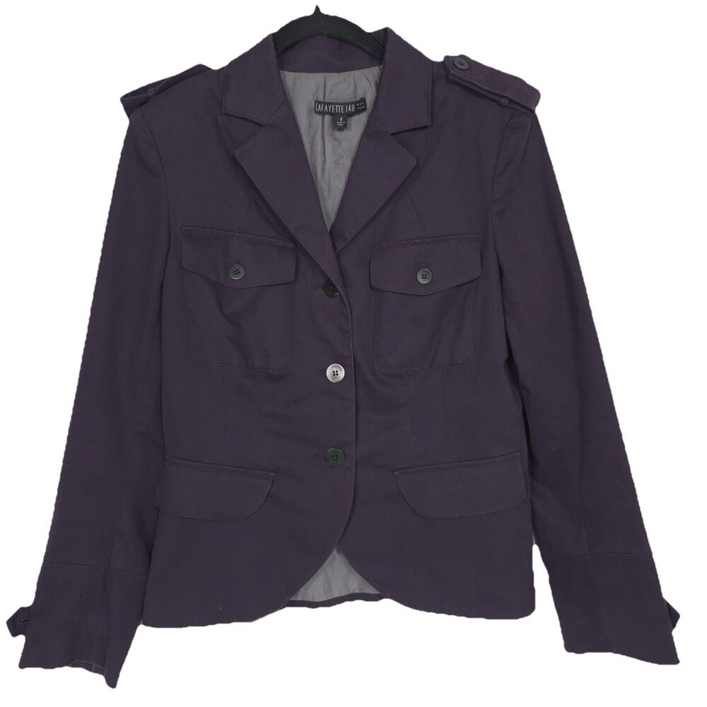 LAFAYETTE 148 NEW YORK Women’s Blazer Jacket Size 8 Purple Cotton Blend